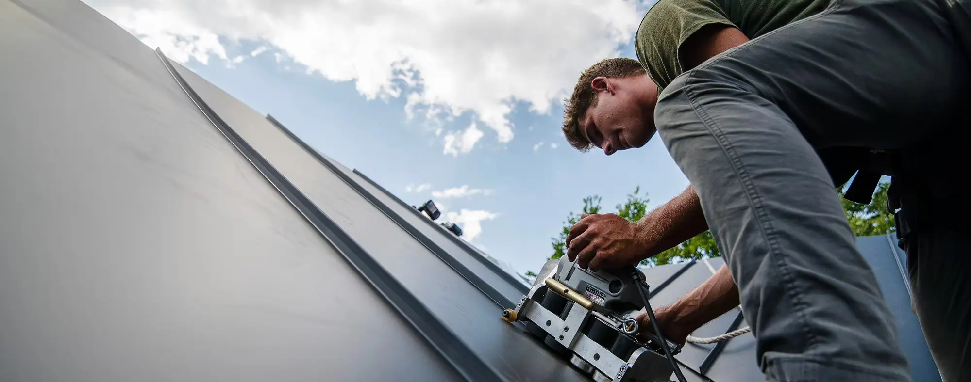 Mantle Roofing installing a standing seam metal roof in the Shenandoah Valley